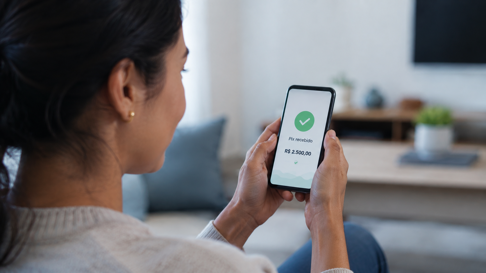 Pix recebido no celular após revisão da dívida
